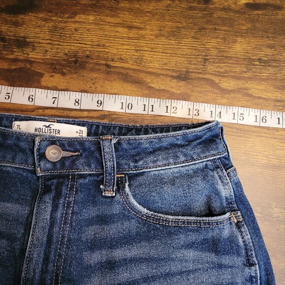 Hollister Jeans Size 28 Curvy High Rise Mom Ripped Medium Dark Wash Stretch - Picture 5 of 9